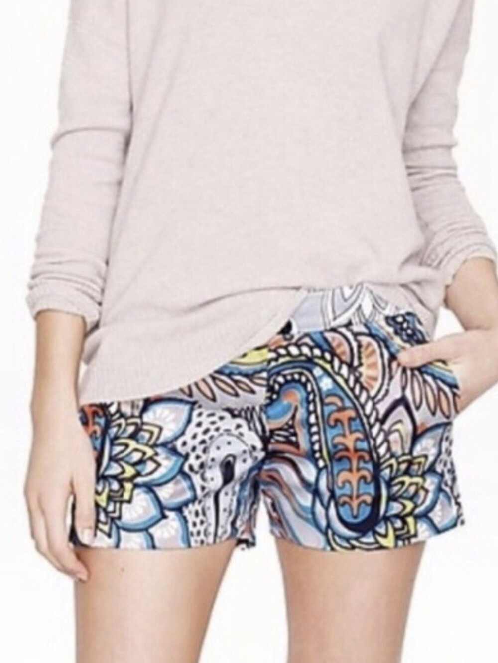 J. Crew Moonglow Paisley Floral Print Chino Shorts Stretch Pocket Size 00